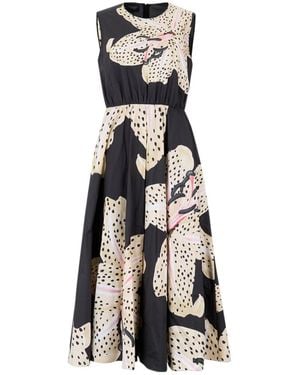 Giambattista Valli Floral Print Popeline Midi Dress - Black