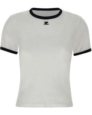 Courreges Courrèges Signature Contrast T-Shirt - Gray