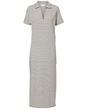Velvet By Graham & Spencer Corin Striped Cotton Midi Dress - Grey