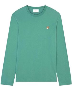 Maison Kitsuné Maison Kitsuné Fox Head Patch Long-Sleeved T-Shirt - Green