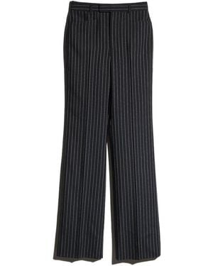 Gucci Pinstripe Silk Wool Pants - Black