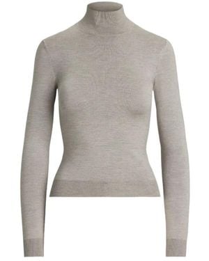 Ralph Lauren Silk Long-Sleeve Top - Gray