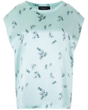 Fabiana Filippi Silk-Satin T-Shirt - Blue