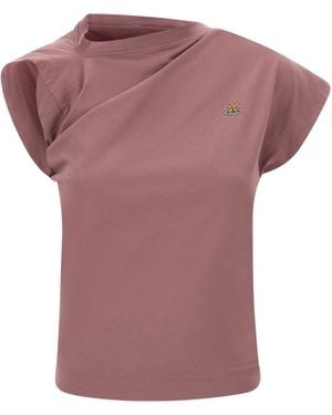 Vivienne Westwood Orb Embroidered One-Shoulder Top - Pink