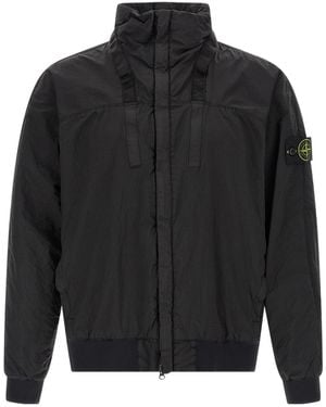 Stone Island Logo Patch Bomber Jacket - Grey