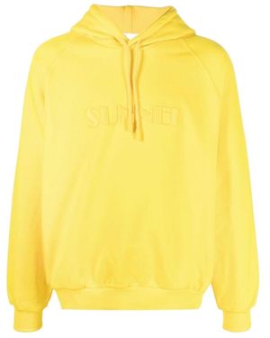 Sunnei Logo Embroidered Drawstring Hoodie - Yellow