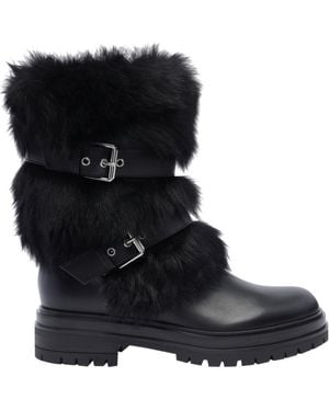 Gianvito Rossi Maverick Buckle Detailed Biker Boots - Black