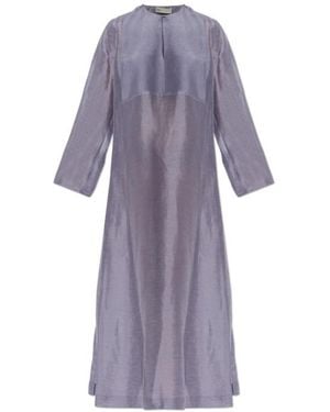 Tory Burch Pleated Bib Caftan Dress - Purple