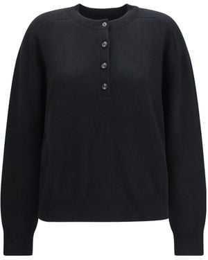 Loulou de Saison Malo Oversized Cashmere Henley Jumper - Black