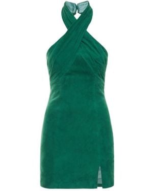GIUSEPPE DI MORABITO Suede Halter Neck Mini Dress - Green