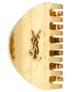 ヘアアクセサリー Saint Laurent Gold Half-Moon Claw Clip With Engraved METALLIC Saint Laurent METAL HALF-MOON CLAW CLIP