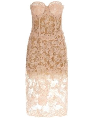 Ermanno Scervino Lace Corset Midi Dress - Natural