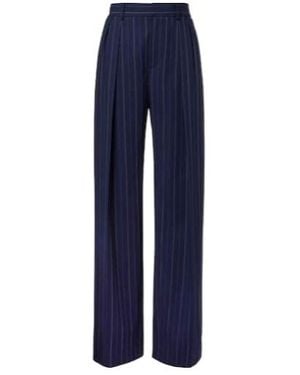 Ralph Lauren Wool Wide-Leg Trousers - Blue