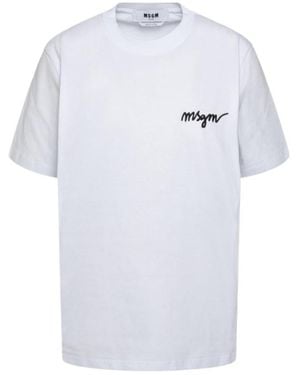 MSGM Logo Detailed Crewneck T-Shirt - White