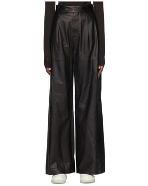 Amiri High-Waisted Leather Wide-Leg Pants - Black
