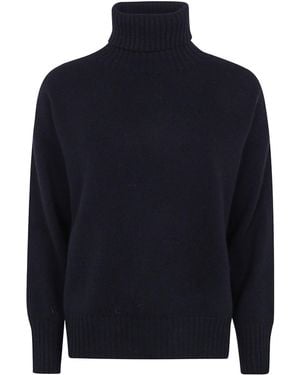 D.exterior High-Neck Knit Sweater - Blue