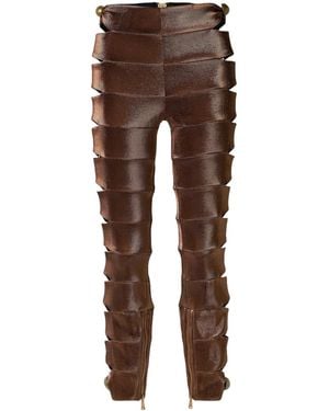Area Embellished Cutout Metallic Stretch-Twill Leggings - Brown
