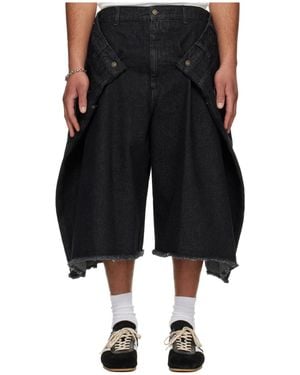 Lu'u Dan Maxi Belt Loop Denim Shorts - Black
