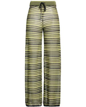 Ganni Straight-Leg Striped Knit Pants - Green