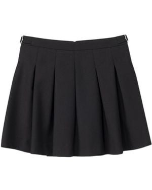 DUNST Buckle Pleated Mini Skirt - Black