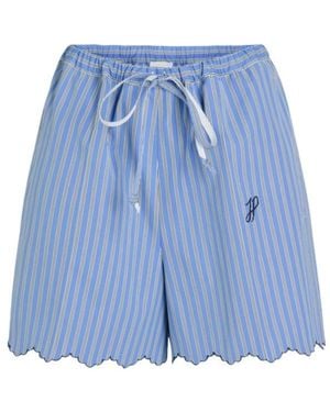 Patou Striped Hem Detailed Drawstring Shorts - Blue