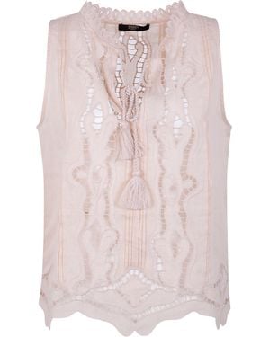Seventy Lace Tassel Top - Pink