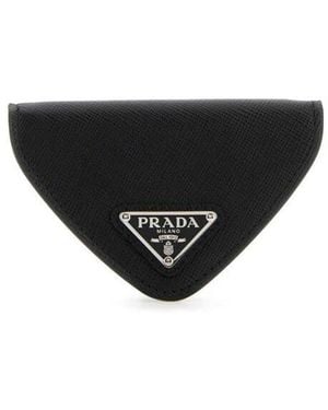 Prada Logo Plaque Coin Purse - Black