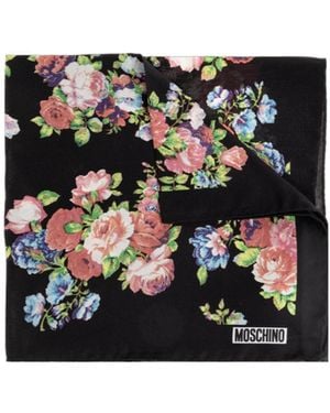 Moschino Floral Silk Pocket Square - Black