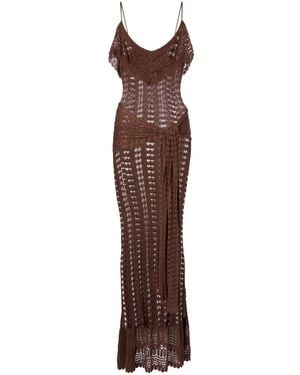 AYA MUSE Ruffled Cutout Dress - Brown