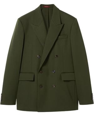 Gucci Double-Breasted Light Wool Gabardine Jacket - Green