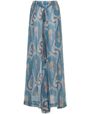 Etro Paisley Motif Wide-Leg Beach Trousers - Blue