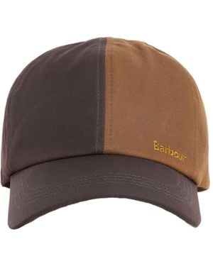 Barbour Color-Block Waxed Cotton Baseball Cap - Brown