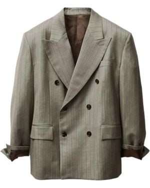 Versace Pinstripe Boxy Blazer - Green