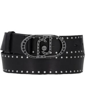 Liu Jo Stud-Embellished Leather Belt - Black