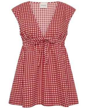 Posse V-Neck Sleeveless Top - Red
