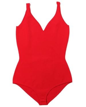 McQueen V-Neck Bodysuit - Red