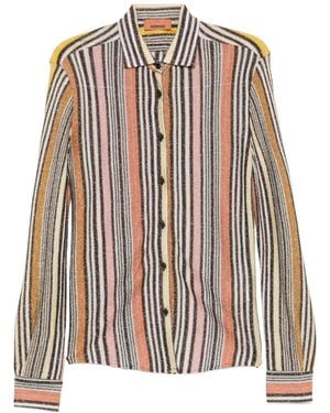 Missoni Striped Metallic-Thread Shirt - Brown