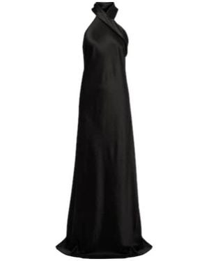 Galvan London Satin Halter Neck Gown - Black