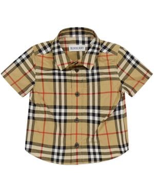Burberry Plaid Short Sleeve Shirt - Metallic