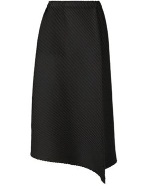 Issey Miyake Pleated Asymmetric Midi Skirt - Black
