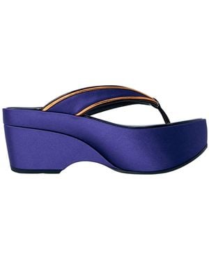Dries Van Noten Satin Platform Thong Sandals - Blue