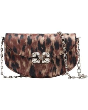 Ganni Lulu Patterned Shoulder Bag - Brown