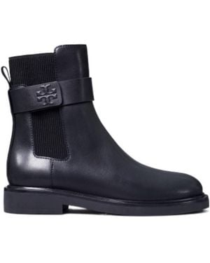 Tory Burch Double Logo Detailed Ankle Boots - Blue