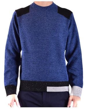 Neil Barrett Colour-Block Intarsia-Knit Jumper - Blue