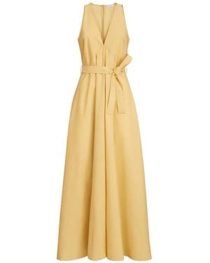 Brunello Cucinelli Belted V-Neck Dress - Metallic