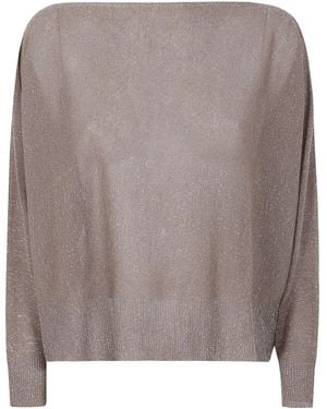 D.exterior Oversized Metallic Knitted Sweater - Brown