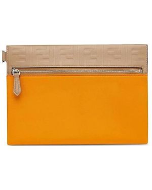 Fendi Logo Zipper Clutch - Orange