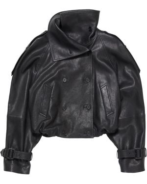 Acne Studios Double Breasted Leather Jacket - Black