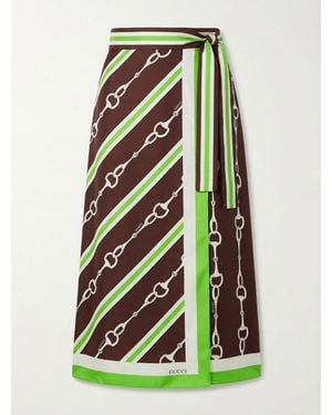 Gucci Horsebit-Print Silk Pareo - Red