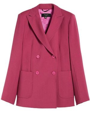 Weekend by Maxmara Double-Breasted Long-Sleeved Blazer - Pink